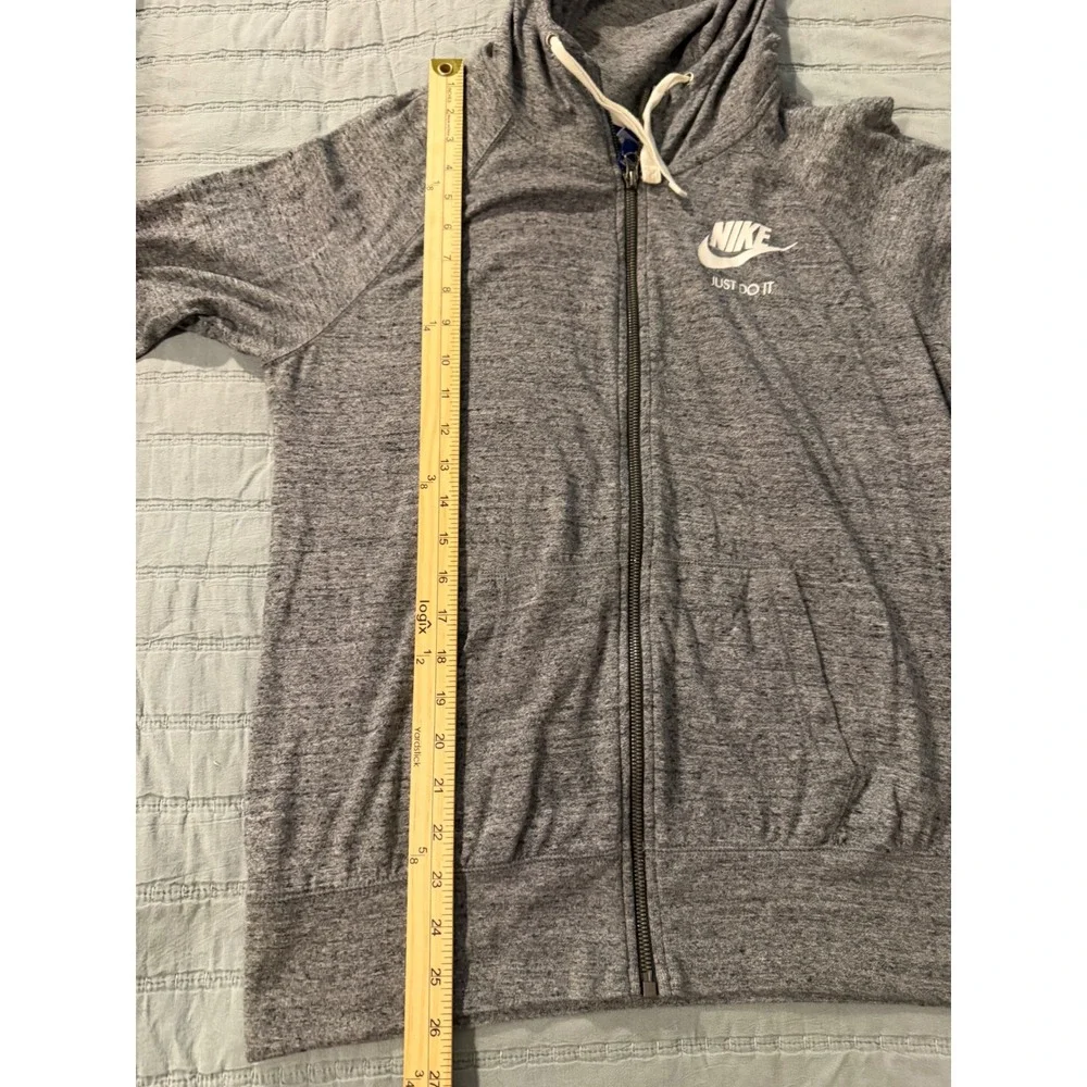 Nike Gym Vintage Full Zip Hoodie Heather Gray Just Do It Logo Large CJ1694-063